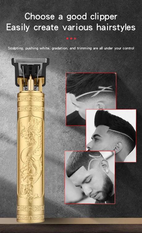 T9 Vintage Electric Hair Trimmer for Men – Rechargeable & Stylish